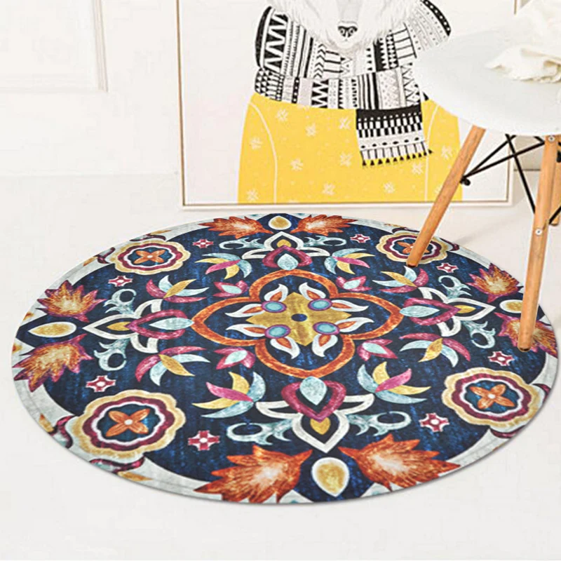 Blauer Schlafzimmerteppich, Americana Southwestern-Teppich, Polyester-Teppich mit rutschfester Rückseite Clearhalo