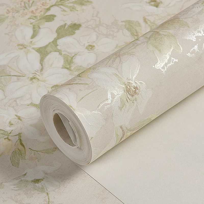 Blühende Blumentapete, ländliche, seidenmatte Wandverkleidung Pastellfarben für Schlafzimmer Clearhalo