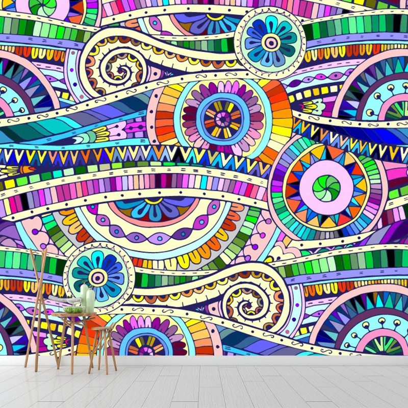 Blumenband-Wandbild-Aufkleber, böhmische Wandkunst aus Vliesstoff mehreren Farben Clearhalo
