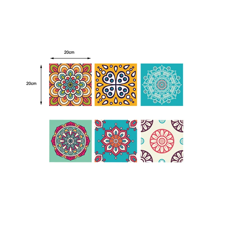 Bohemia Mandala-Mosaikfliesen-Tapeten, blaue Wandverkleidung zum Abziehen und Einkleben für Zuhause, 18 Stück Clearhalo