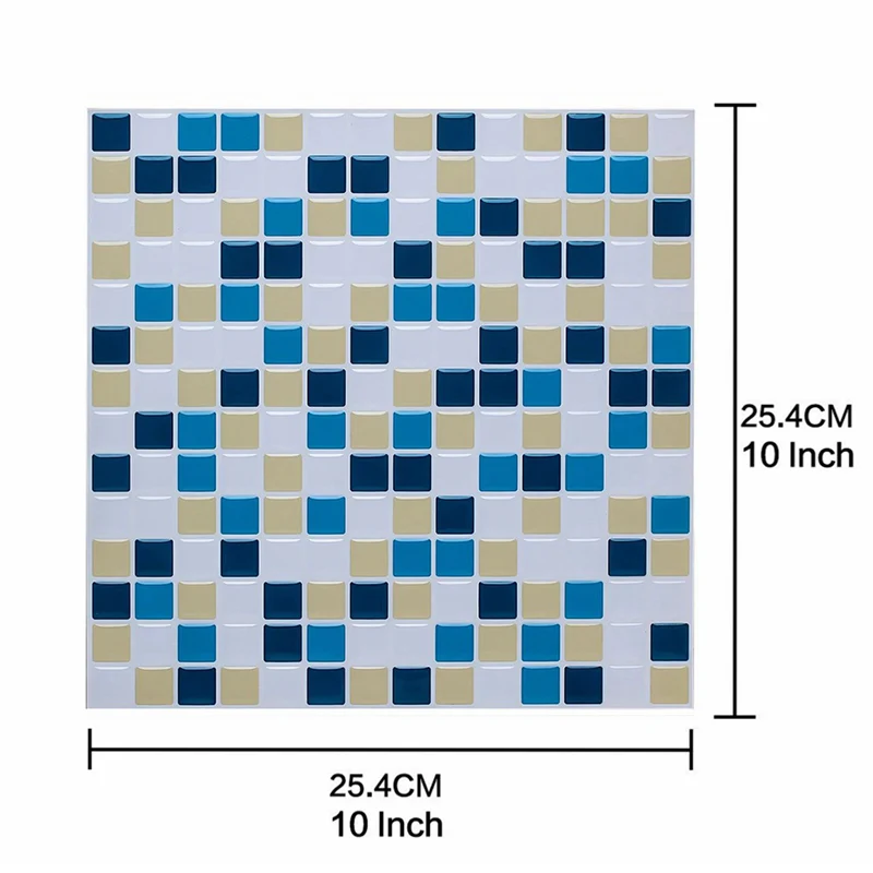 Bohemia-Mosaikfliesen-Tapetenpaneel Blau, leicht abziehbare Wanddekoration für das Esszimmer Clearhalo