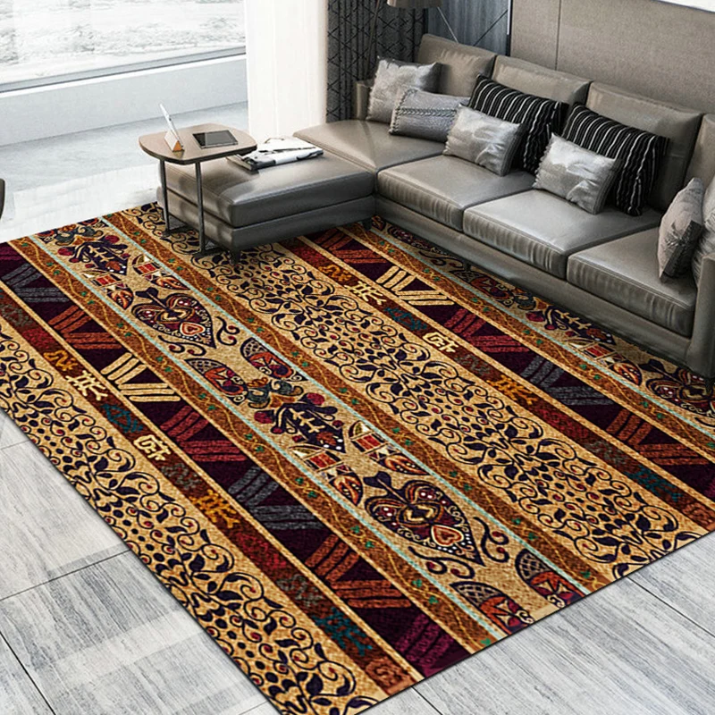 Boho-Chic-Wohnzimmerteppich, mehrfarbig, geometrisches Muster, Innenteppich, rutschfeste Rückseite, pflegeleichter Teppich...