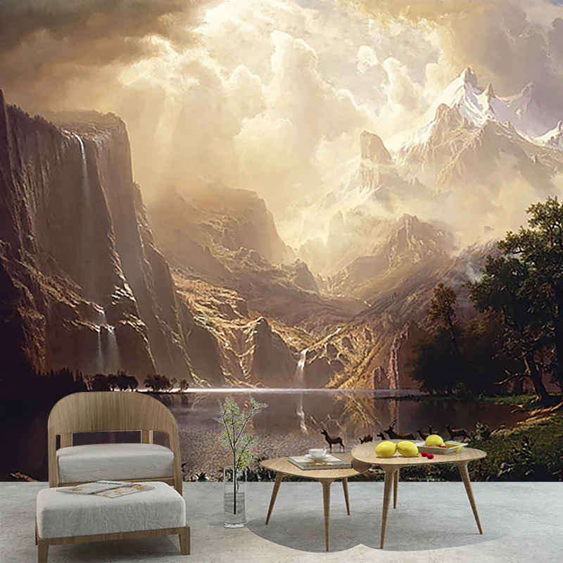 Braune Artistik-Tapeten-Wandbilder, ganz unter den Bergen der Sierra Nevada, zeichnende Wandkunst für Zuhause Clearhalo