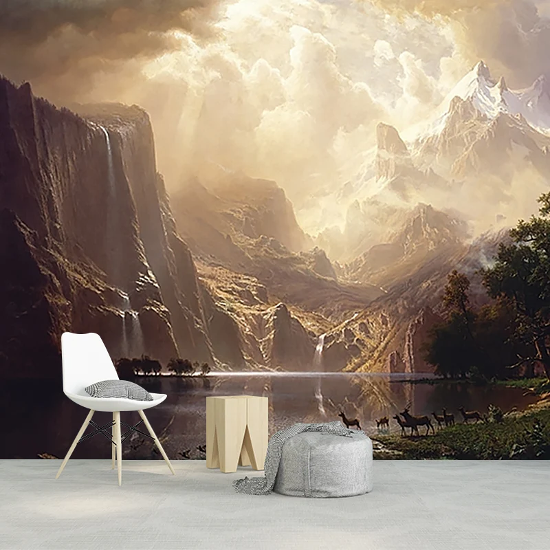 Braune Artistik-Tapeten-Wandbilder, ganz unter den Bergen der Sierra Nevada, zeichnende Wandkunst für Zuhause Clearhalo
