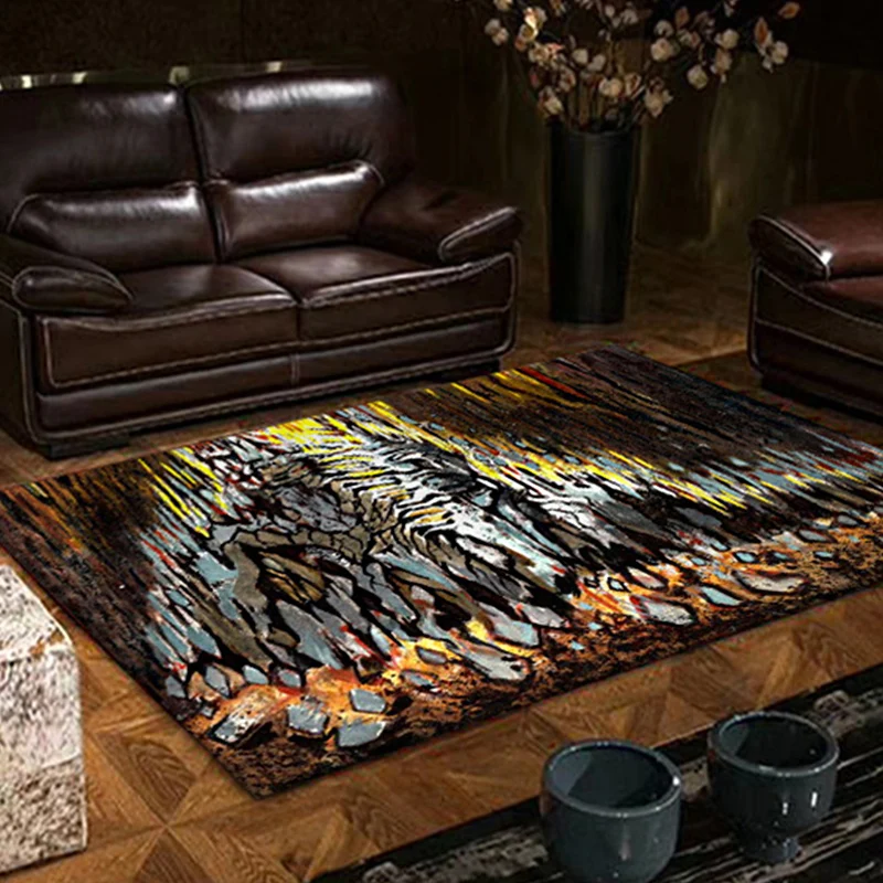 Brauner Schlafzimmerteppich, moderner Teppich mit abstraktem Steinmuster, Polyester, waschbar, schmutzabweisend Clearhalo
