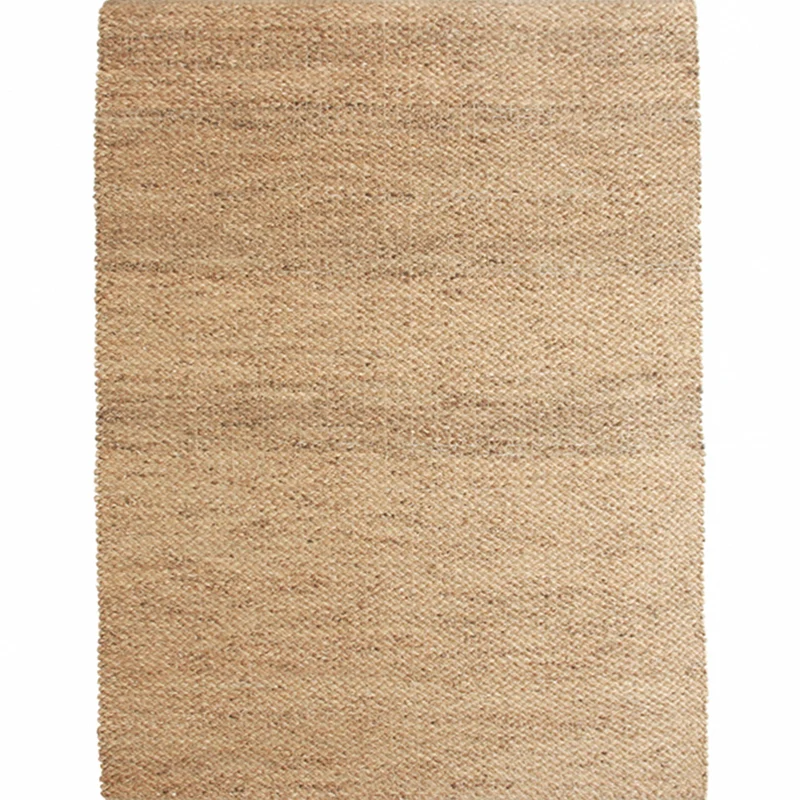 Brauner Uni-Teppich aus Jute, ländlicher Teppich, waschbar, rutschfest, haustierfreundlich, für Wohnzimmer Clearhalo