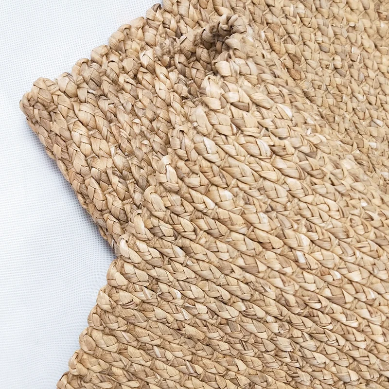 Brauner Uni-Teppich aus Jute, ländlicher Teppich, waschbar, rutschfest, haustierfreundlich, für Wohnzimmer Clearhalo