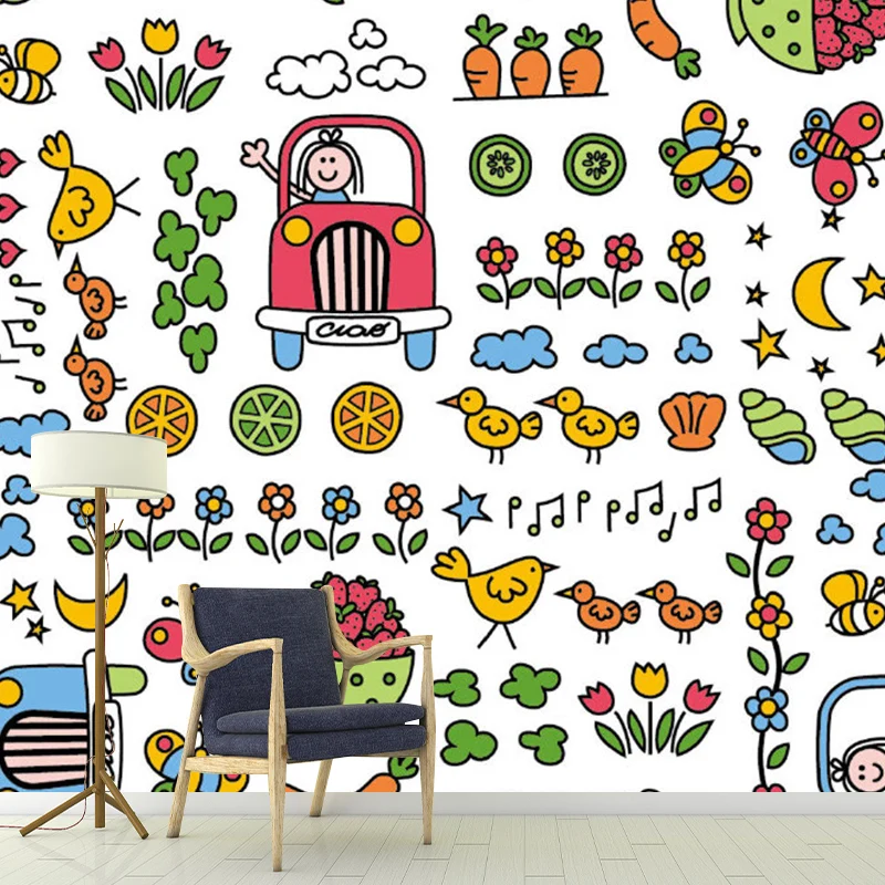 Bunte Tier- und Pflanzenwandbilder, schmutzabweisende Wandverkleidung für Schlafzimmer im Kinderstil Clearhalo