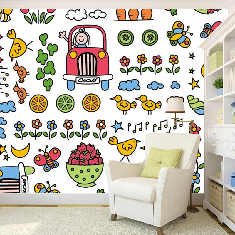 Bunte Tier- und Pflanzenwandbilder, schmutzabweisende Wandverkleidung für Schlafzimmer im Kinderstil Clearhalo
