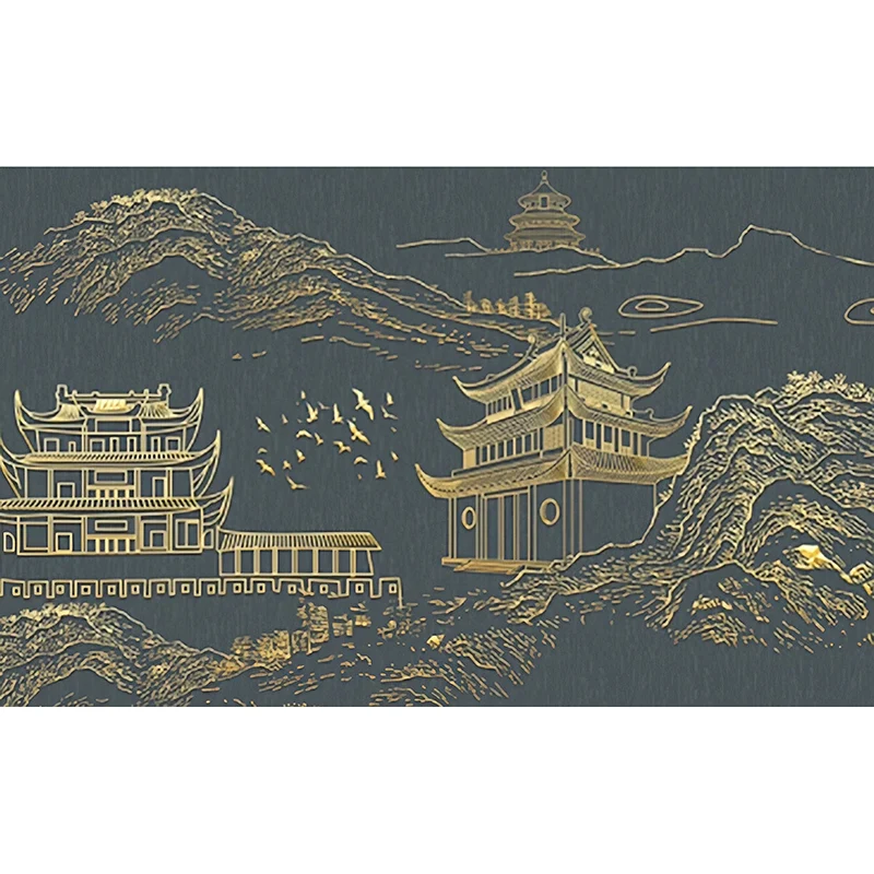 Chinesische Bau-Wanddekoration für Schlafzimmer, klassisches Wandbild, personalisierte Größe erhältlich Clearhalo