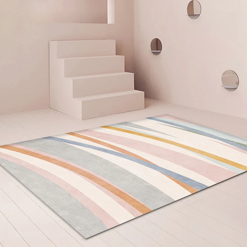 Colorblock-Teppich, Polyester, moderner Teppich, waschbar, rutschfest, haustierfreundlich, für Wohnzimmer Clearhalo