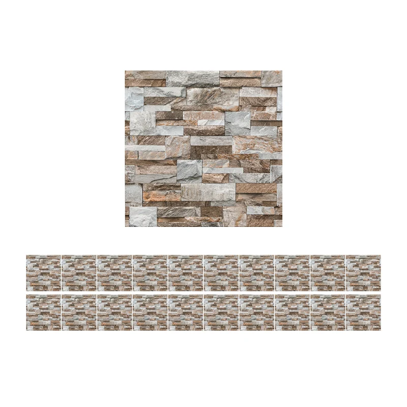 Country Marble Rock Stick-Tapetenpaneel für Waschraum, 20,3 x 20,3 cm, Wanddekoration Braun Clearhalo