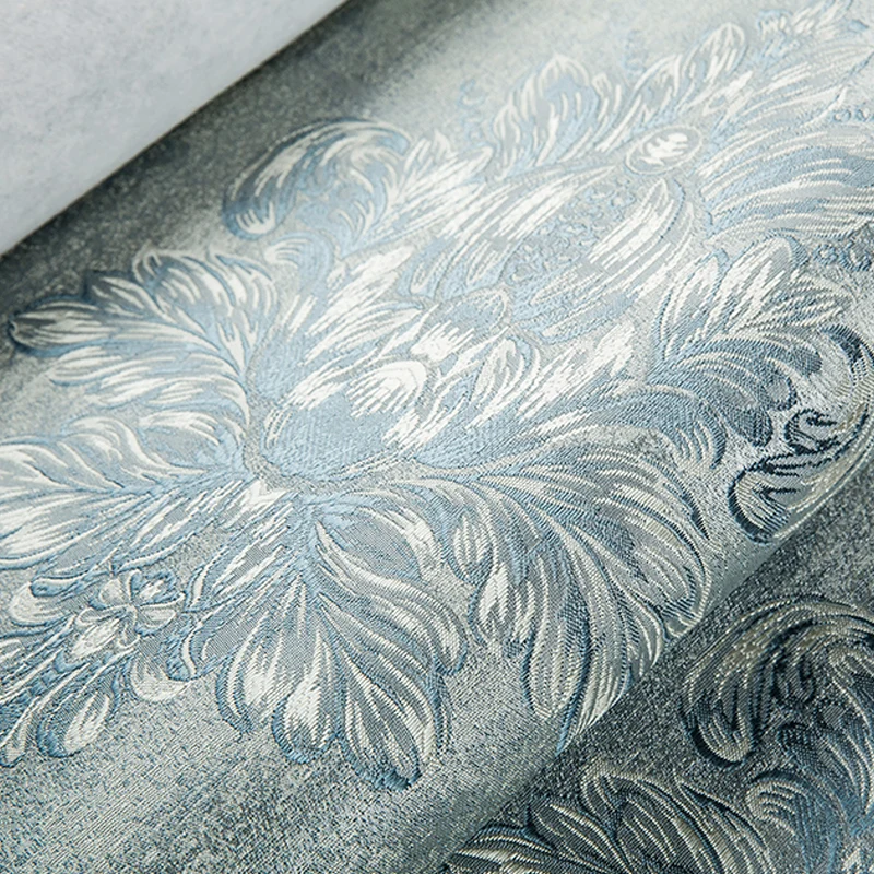 Damastblumen-Tapetenrolle, Vintage-Wandverkleidung mit 3D-Prägung Pastellfarben, unbeklebt Clearhalo