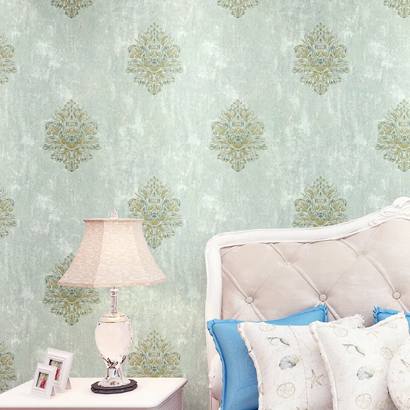 Damastblumen-Tapetenrolle, Vintage-Wandverkleidung mit 3D-Prägung Pastellfarben, unbeklebt Clearhalo
