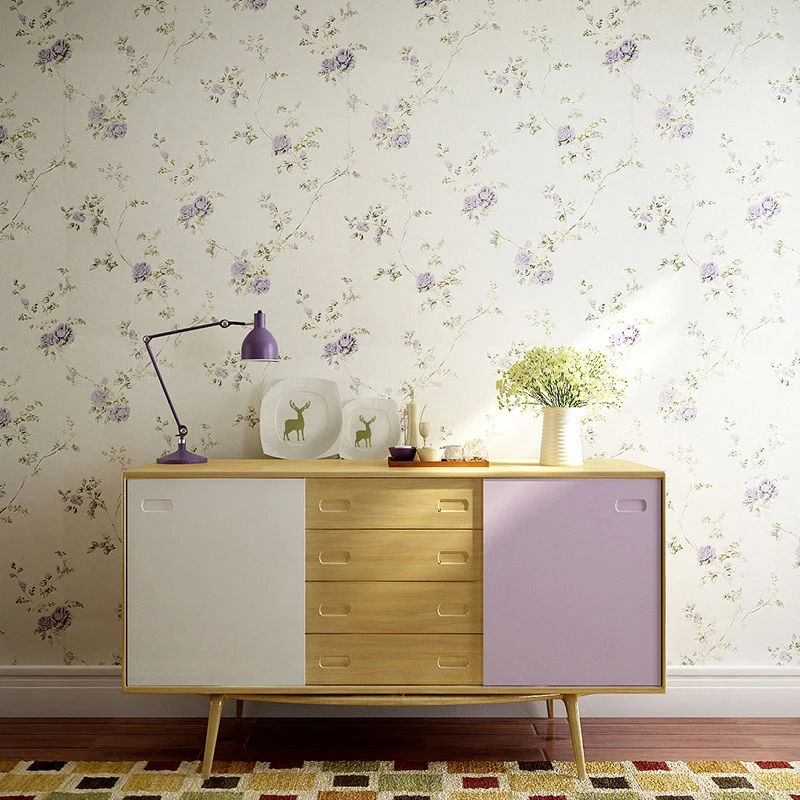 Dekorative, dichte Blumenmuster-Tapete aus Vliesstoff, minimalistische Wandverkleidung für Akzentwände Clearhalo