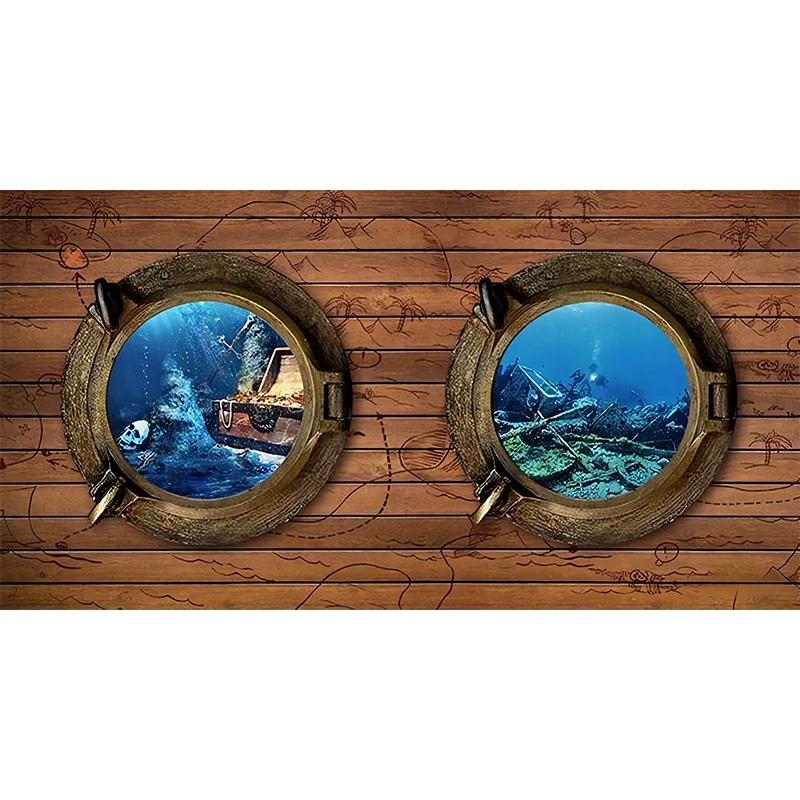 Dekoratives Unterwasser- und Holzwandbild, maßgeschneiderte Wanddekoration für ein Café Clearhalo