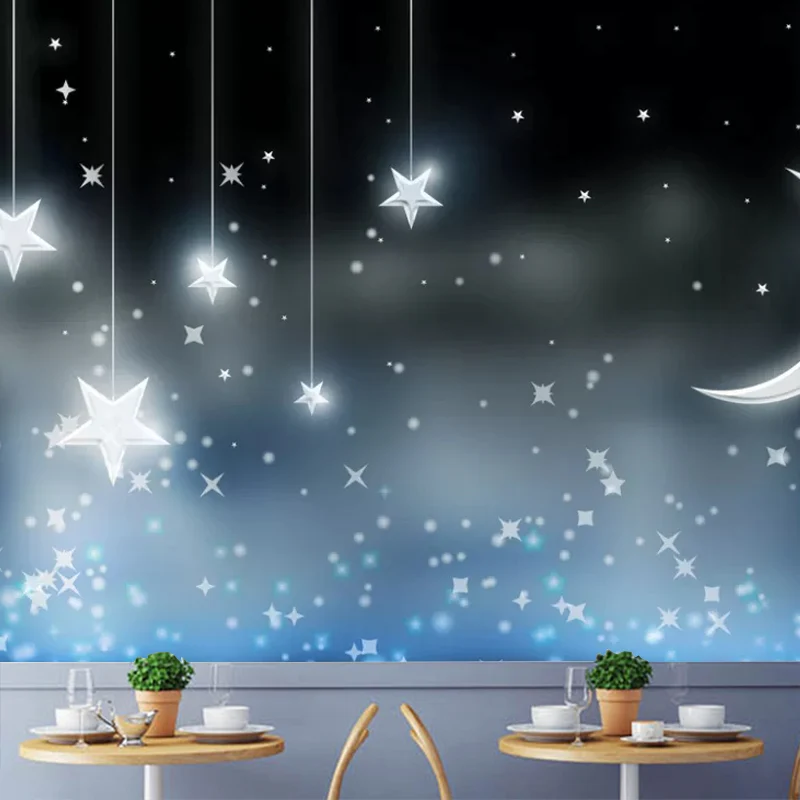 Dekoratives Wandbild mit Sternen und Mond, schlichte Wandkunst aus Vliesstoff für das Kinderzimmer Clearhalo