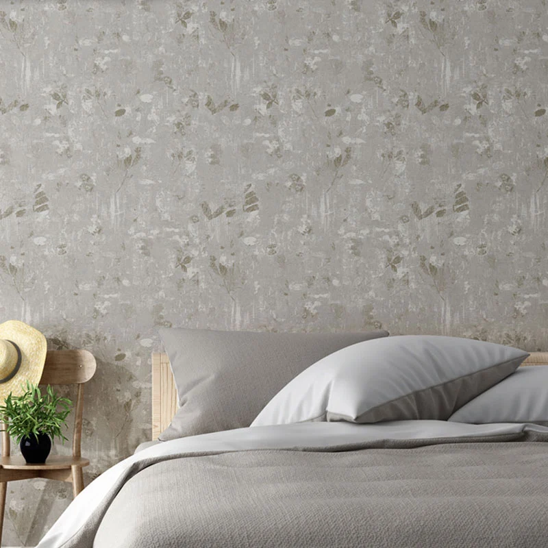 Einfache einfarbige Tapetenrolle für strukturierte Wanddekoration im Schlafzimmer Beige und Grau, 20,5 Zoll x 31 Fuß Clear...