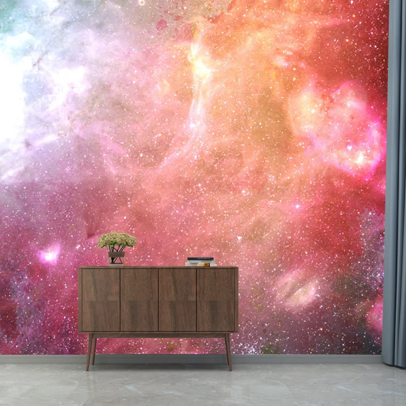 Einfache Galaxie-Wanddekoration rosa und orange Schlafzimmer-Wandaufkleber, personalisierte Größe erhältlich Clearhalo