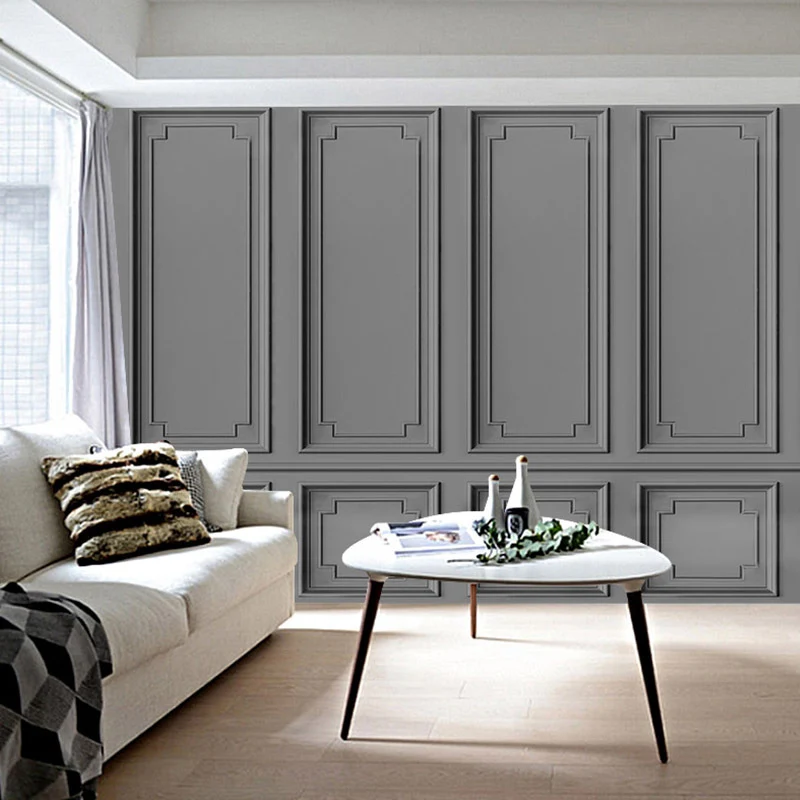 Einfache Wandtapete mit Gesso-Oberfläche für die Gästezimmerdekoration, dunkelgrau, individuell bedruckt Clearhalo