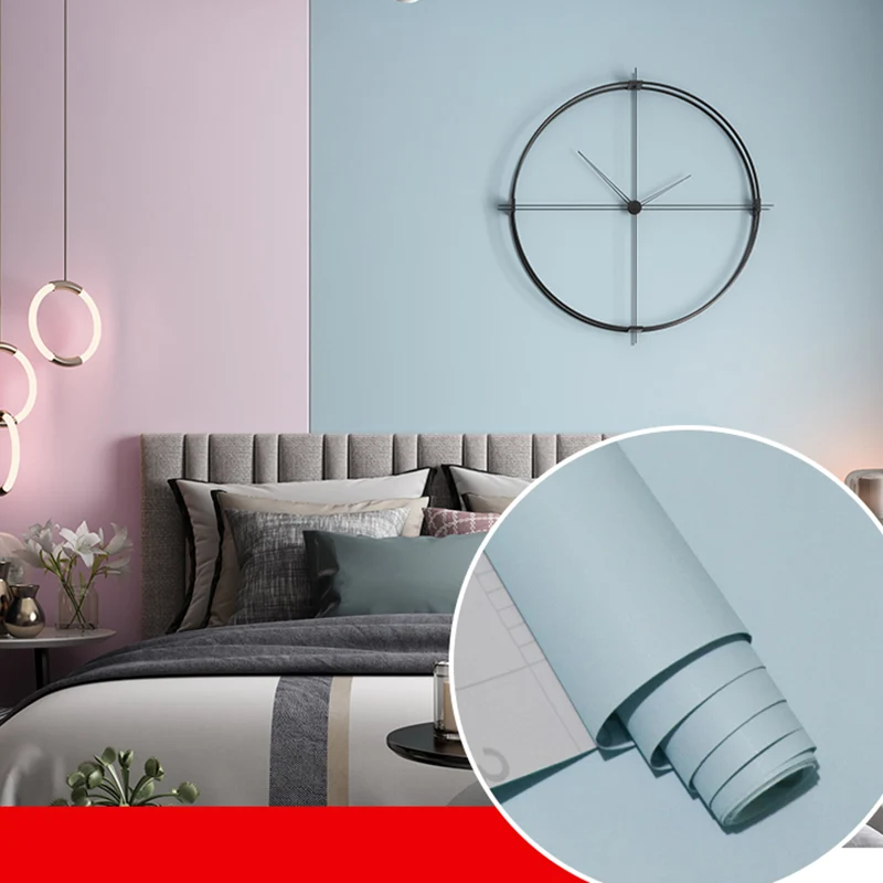 Einfarbige Tapetenrolle, moderne, selbstklebende Schlafzimmer-Wanddekoration, 19,4 m² Clearhalo