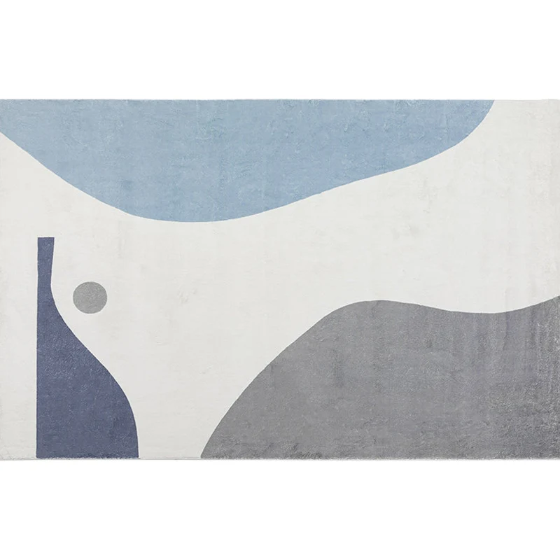 Einzigartiger Colorblock-Teppich Blau und Lila, minimalistischer Teppich aus Polyester, haustierfreundlich, waschbar, ruts...