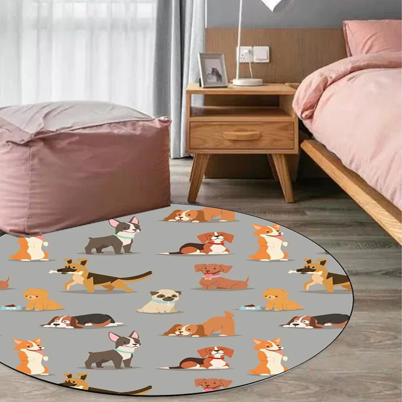 Einzigartiger Kinderteppich Weiß und Braun mit Tier-Hundefutter-Muster, schmutzabweisender Polyester-Teppich für das Kinde...