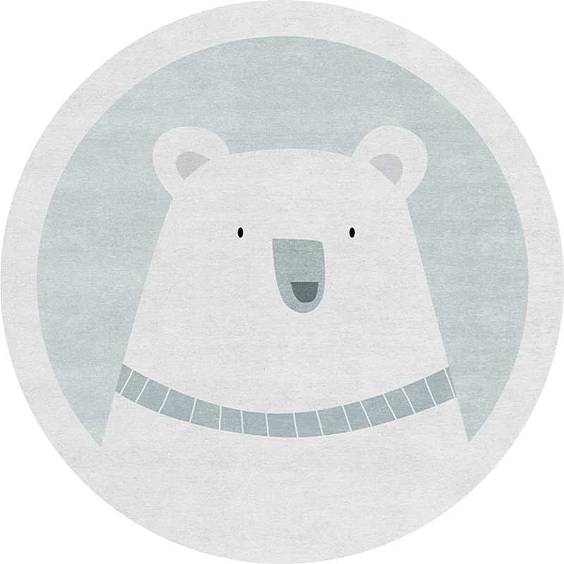 Einzigartiger Teppich mit Cartoon-Bär-Muster, grauer Kinderteppich, Polyester, waschbar, rutschfest, für das Kinderzimmer...