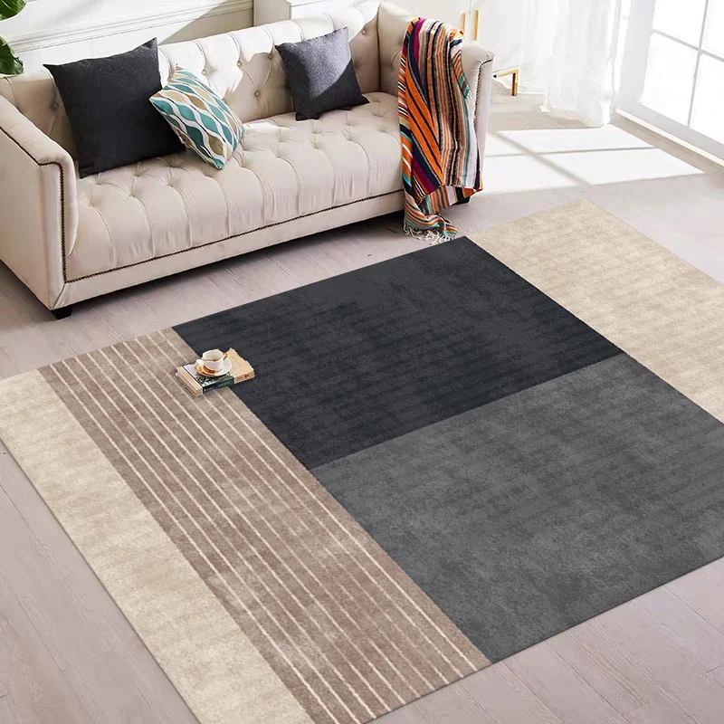 Einzigartiger Teppich mit geometrischem Muster, mehrfarbiger Teppich aus Baumwollmischung, rutschfeste Rückseite, pflegele...