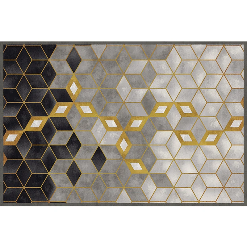 Einzigartiger Teppich mit geometrischem Muster, mehrfarbiger Teppich aus Baumwollmischung, rutschfeste Rückseite, pflegele...