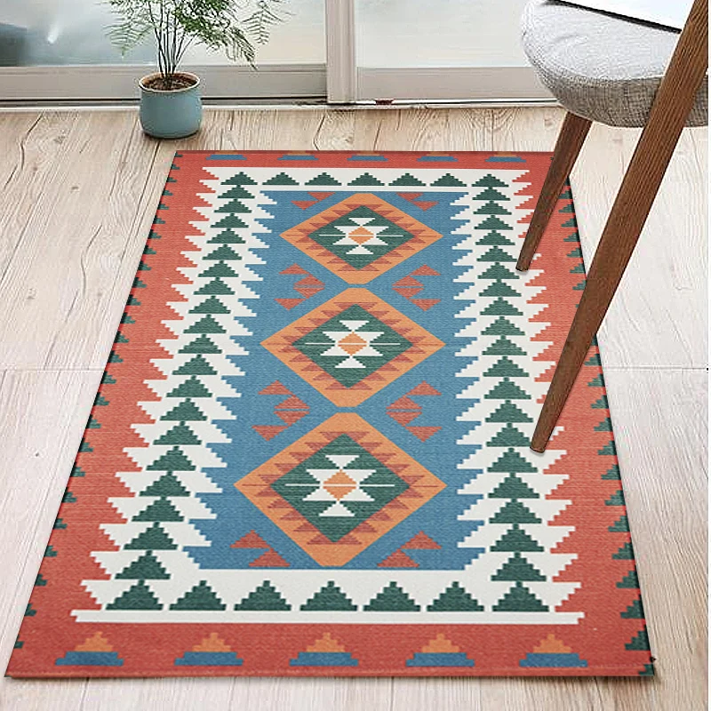 Einzigartiger Teppich mit Stammes-Streifenmuster, mehrfarbig, südwestlicher Teppich, Baumwolle, waschbar, rutschfest, haus...