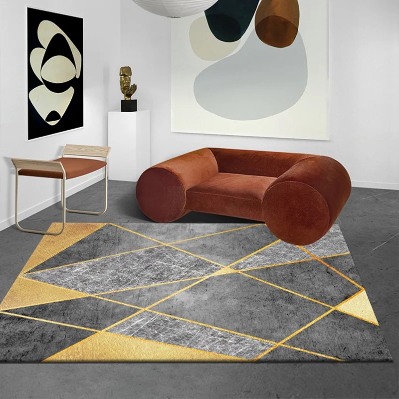 Eleganter modernistischer Teppich, mehrfarbiger geometrischer Teppich, haustierfreundlich, rutschfeste Rückseite, maschine...