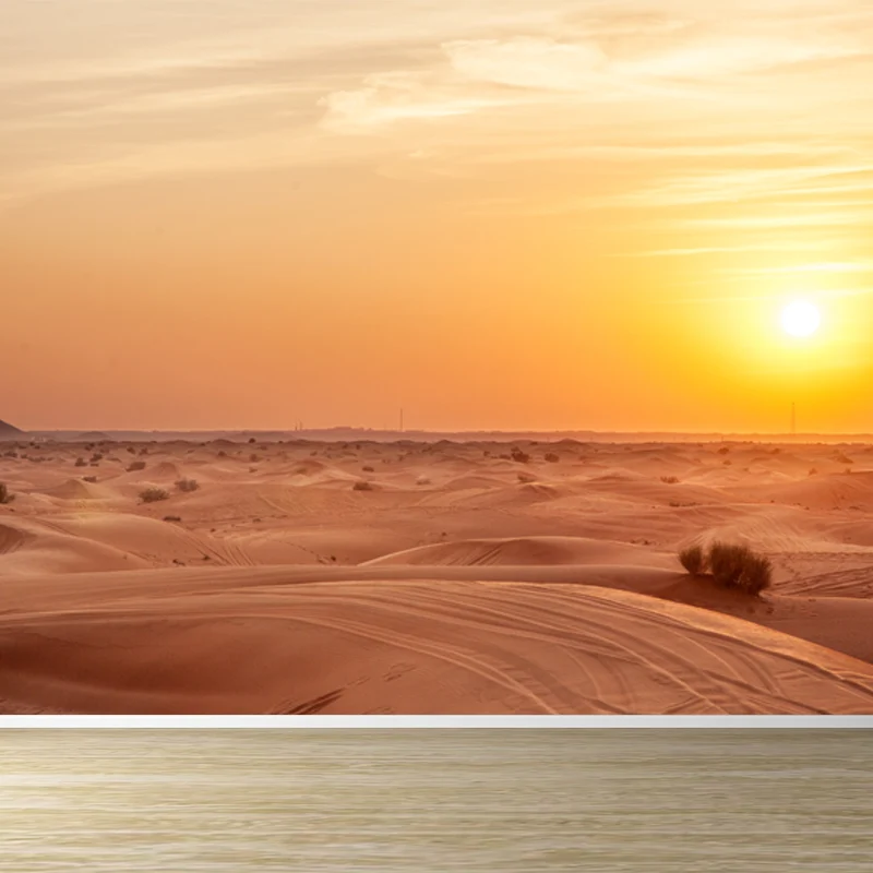 Enormes Wandbild mit Dünen bei Sonnenuntergang für das Wohnzimmer, Gelb, individueller Größe erhältlich Clearhalo