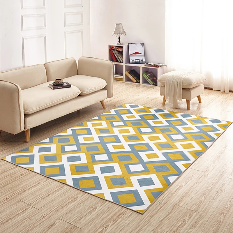 Entspannender Deko-Teppich, bunt, geometrisch bedruckt, rutschfester, haustierfreundlicher Teppich aus Polyester Clearhalo