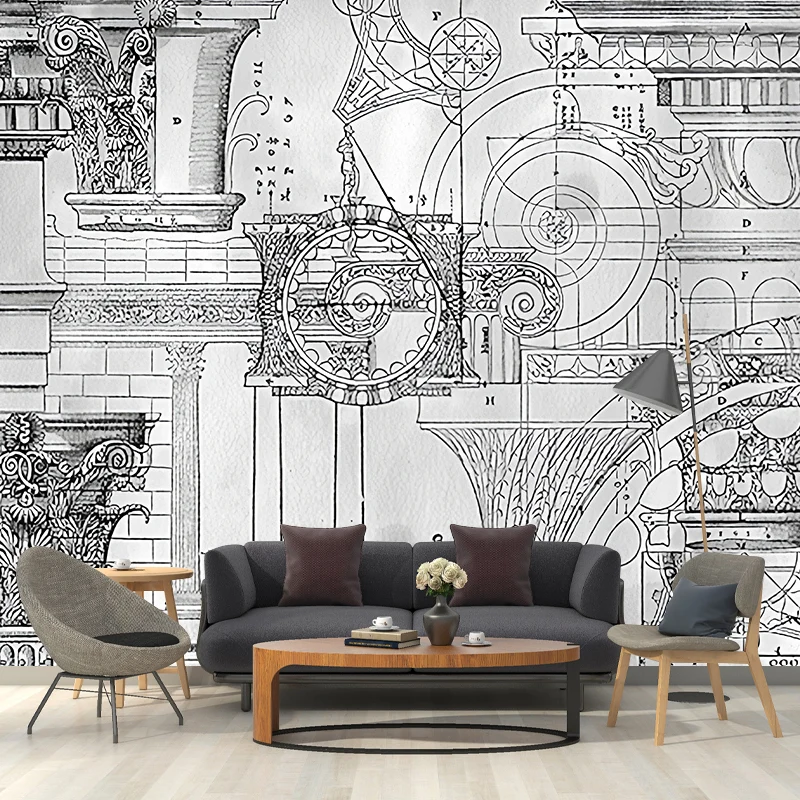 Europäisches Retro-Bauwandbild sanftem Grau als Wandverkleidung für Arbeitszimmer als Akzentwand Clearhalo