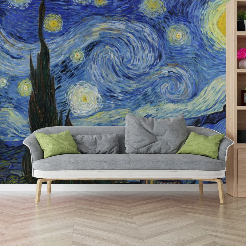 Extra große Illustrations-Himmel-Wandtapete für die Schlafzimmerdekoration Blau und Gelb, nach Maß gefertigt Clearhalo