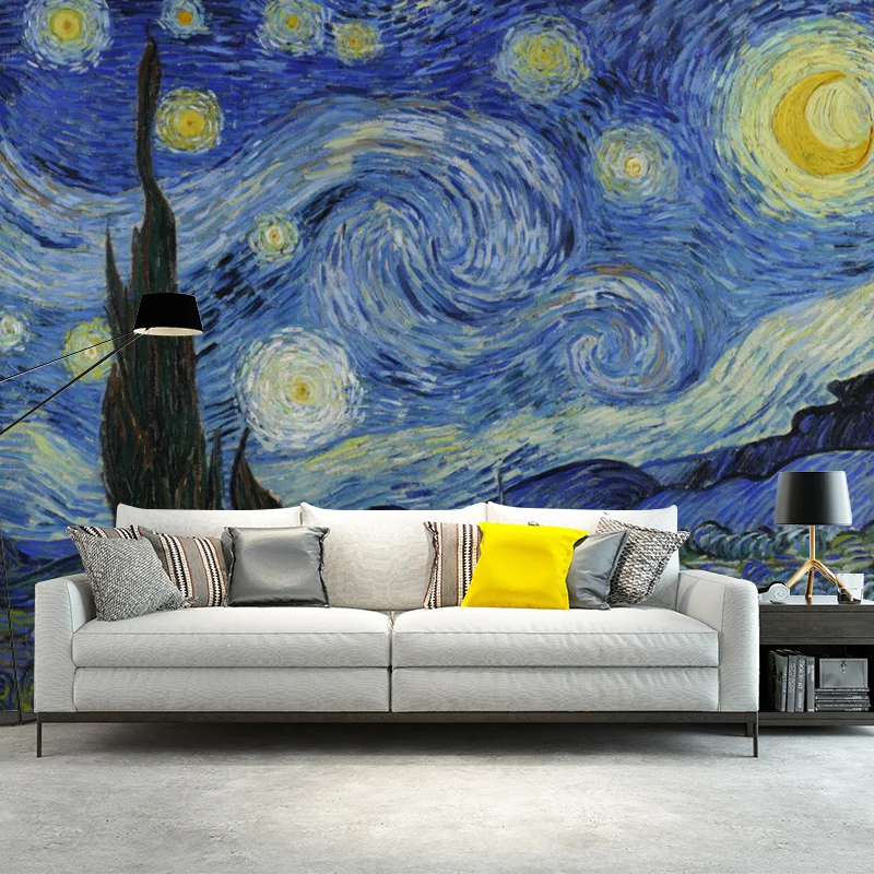 Extra große Illustrations-Himmel-Wandtapete für die Schlafzimmerdekoration Blau und Gelb, nach Maß gefertigt Clearhalo