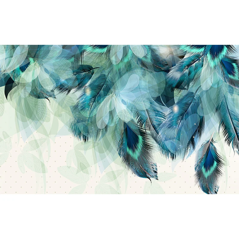 Extra großes Feder-Wandbild, helle Farbe, Vlies-Wandkunst für die Inneneinrichtung, personalisierbar Clearhalo