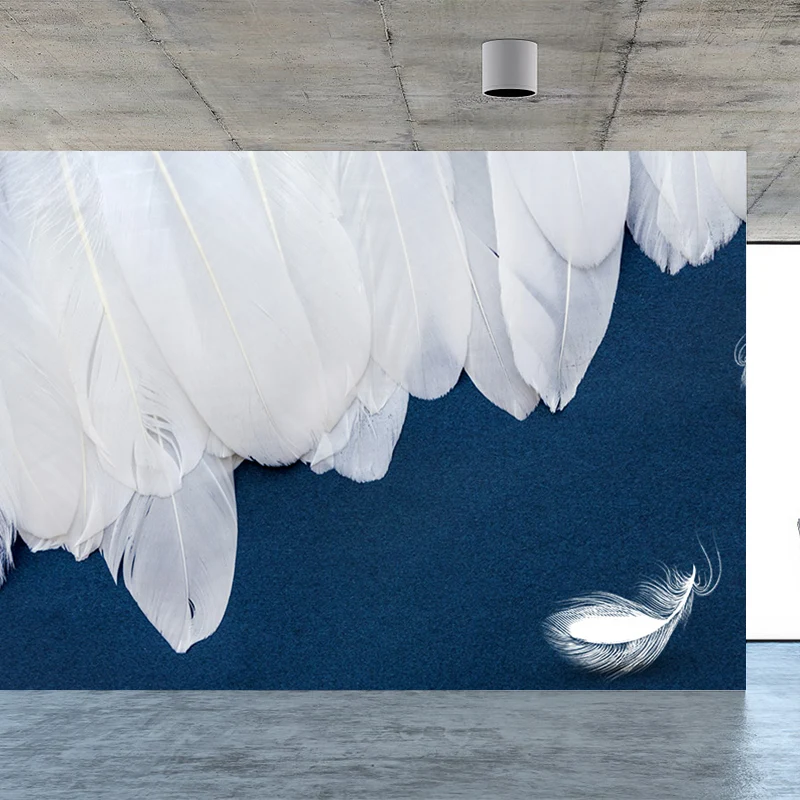 Extra großes Feder-Wandbild, helle Farbe, Vlies-Wandkunst für die Inneneinrichtung, personalisierbar Clearhalo