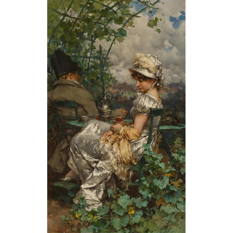 Fairy Lady und Gentleman Wandbild für die Esszimmerdekoration, Grau und Grün, nach Maß gefertigt Clearhalo