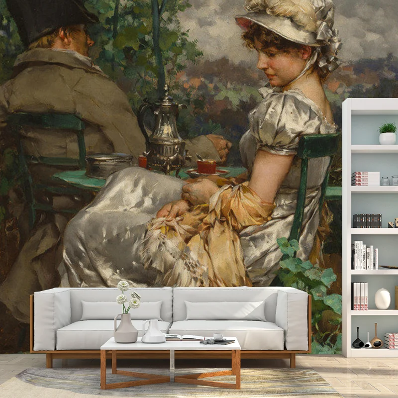 Fairy Lady und Gentleman Wandbild für die Esszimmerdekoration, Grau und Grün, nach Maß gefertigt Clearhalo