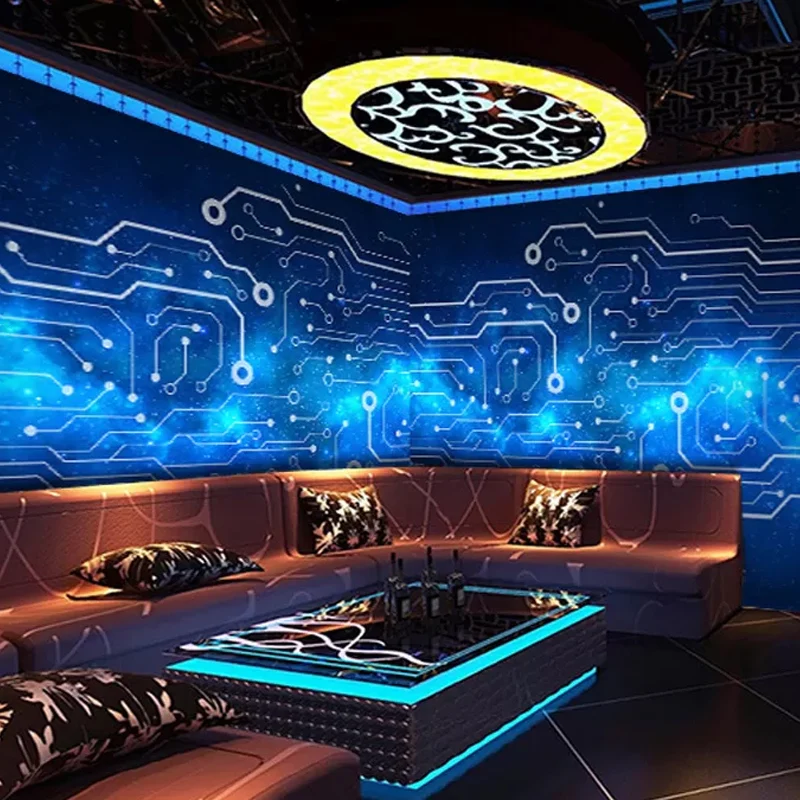 Fantasy-Weltraum-Wandbild für Bardekoration, Wandkunst individueller Größe Blau und Schwarz Clearhalo