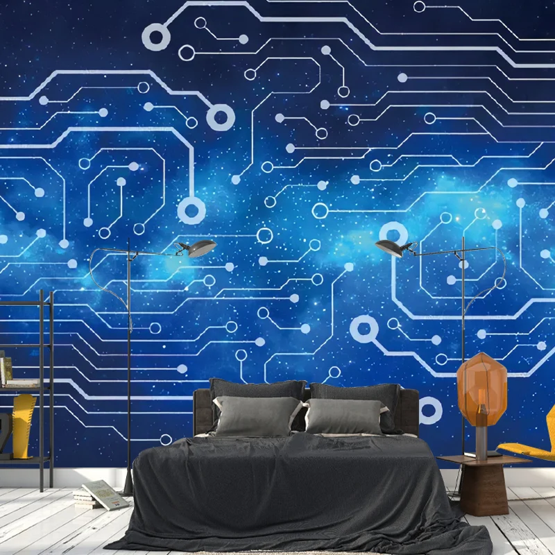 Fantasy-Weltraum-Wandbild für Bardekoration, Wandkunst individueller Größe Blau und Schwarz Clearhalo