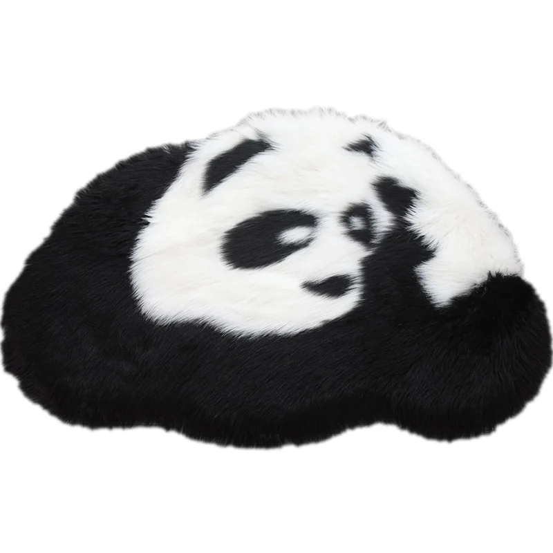 Flauschiger Kinderteppich, schwarz-weißer Panda, haustierfreundlich, waschbar, rutschfester Teppich für Kinderzimmer Clear...