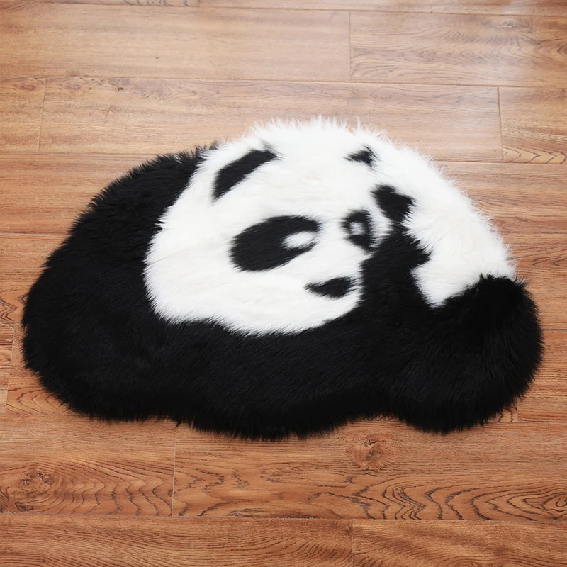 Flauschiger Kinderteppich, schwarz-weißer Panda, haustierfreundlich, waschbar, rutschfester Teppich für Kinderzimmer Clear...