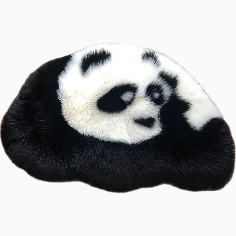 Flauschiger Kinderteppich, schwarz-weißer Panda, haustierfreundlich, waschbar, rutschfester Teppich für Kinderzimmer Clear...