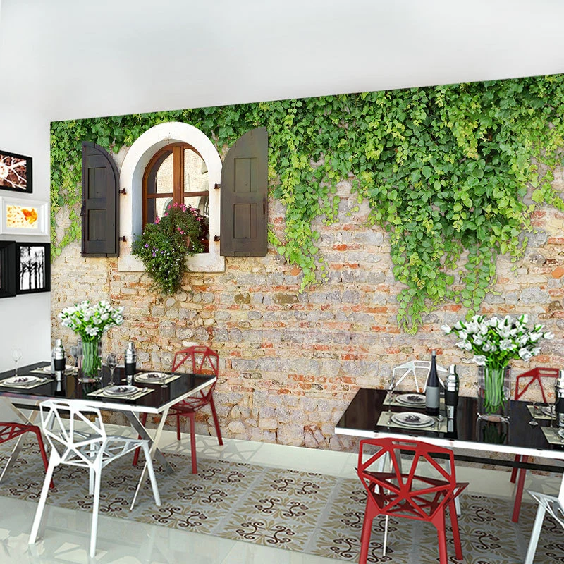 Frisches Blatt- und Wandgemälde für die Restaurantdekoration, ganze Wandkunst Pastellgrün Clearhalo