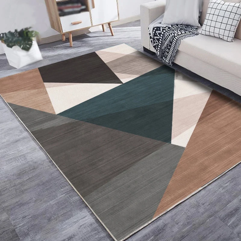 Funky mehrfarbiger modernistischer Teppich aus Polyester mit geometrischem Muster, waschbarer, haustierfreundlicher, rutsc...