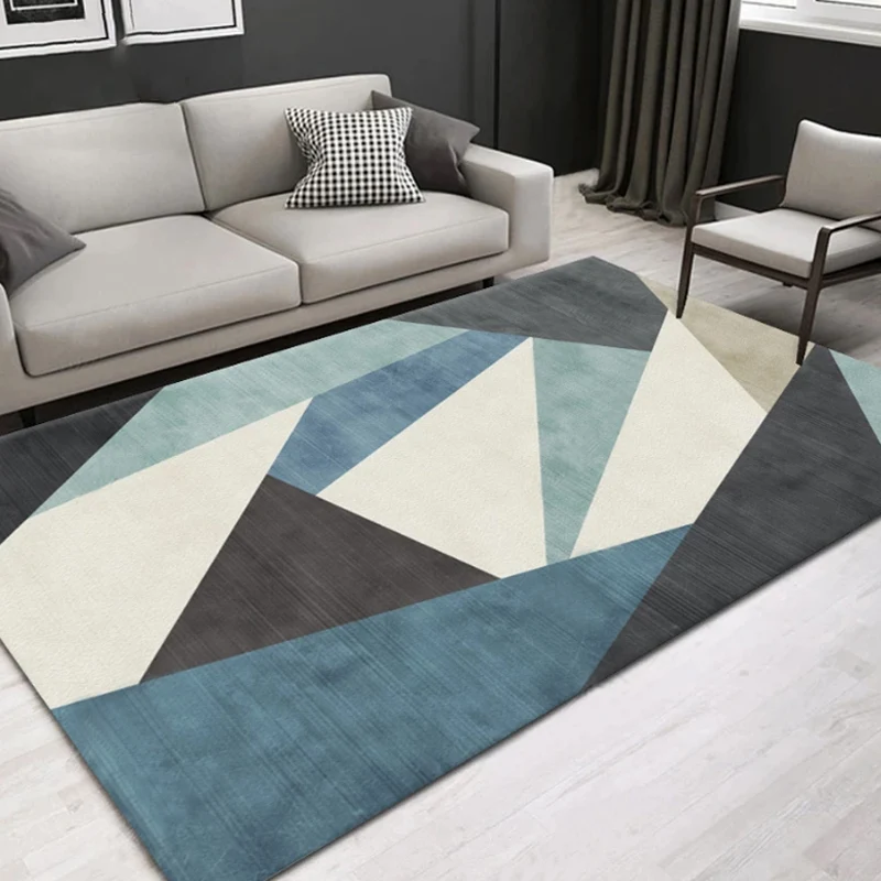 Funky mehrfarbiger modernistischer Teppich aus Polyester mit geometrischem Muster, waschbarer, haustierfreundlicher, rutsc...