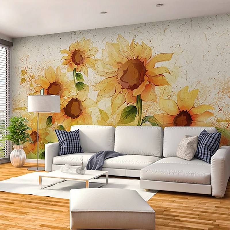 Ganze Illustration Sonnenblumen-Wanddekoration für Kinderzimmer, individuelle Größe erhältlich Clearhalo